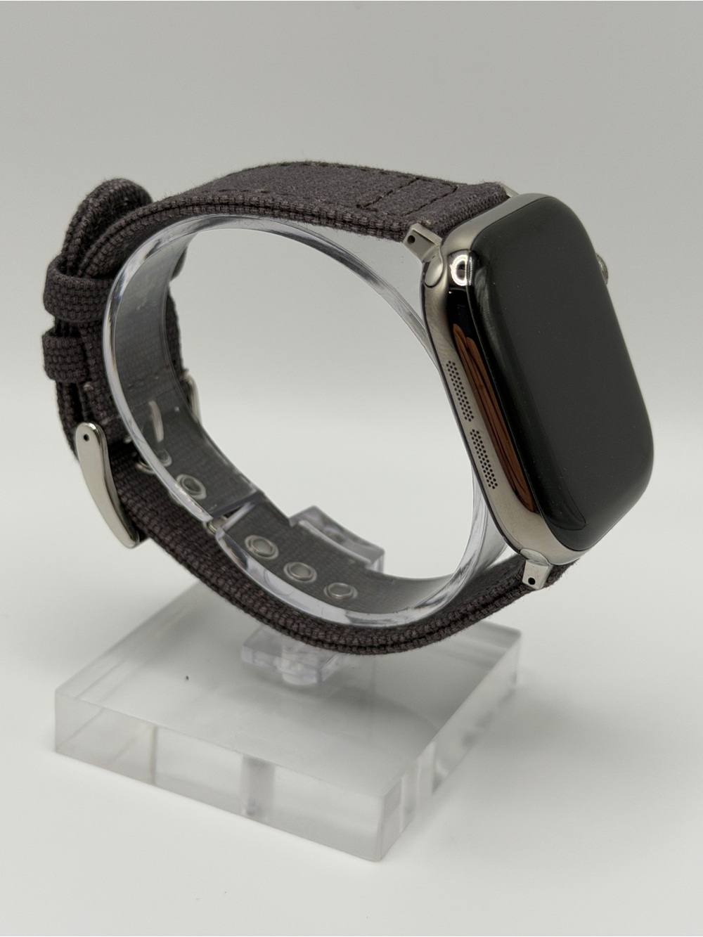 Dark Gray Fabric Band with Stainless Steel Hardware for Apple Watch 42MM
